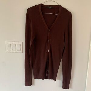 Gucci 100 % Silk Ribbed Maroon Cardigan Sweater Mens Large (fits like a Meduim)